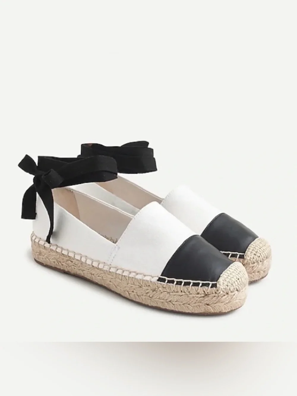 J.Crew Canvas espadrille flats with leather cap toe